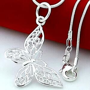 925 Sterling Silver Butterfly Necklace Women's Birthday Boho Anniversary gift